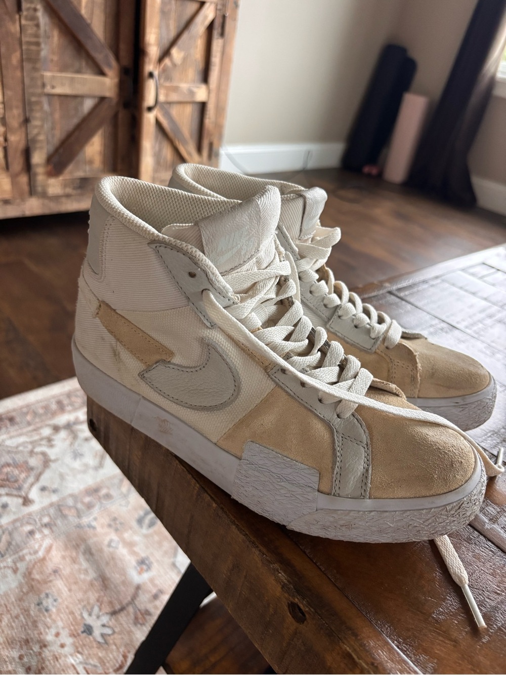 Nike Women's High-Top Sneakers in Beige and Cream